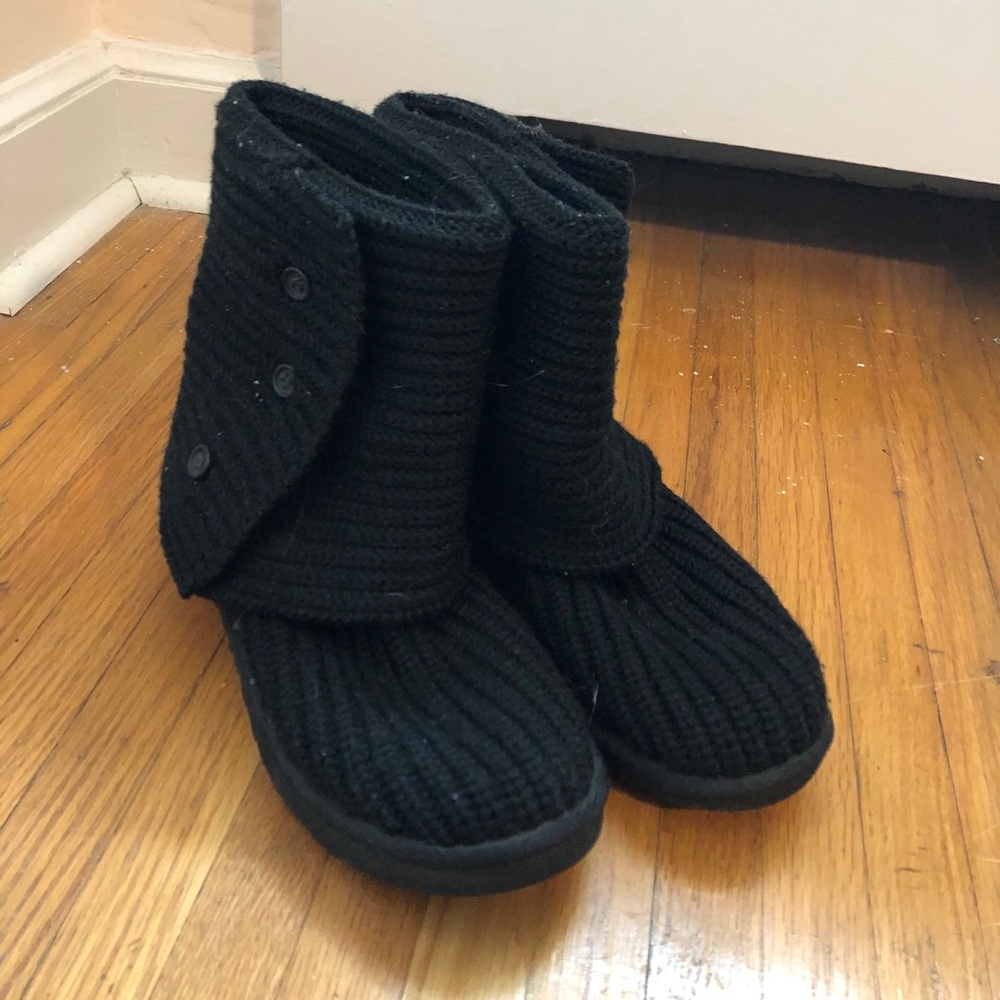 Black Knit Ugg Boots Size 8